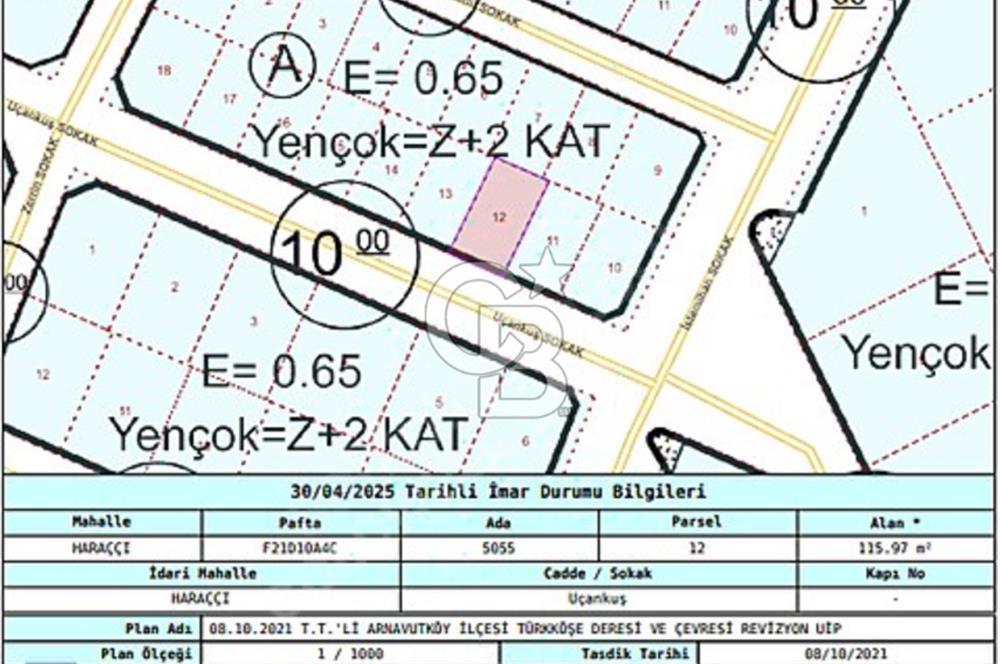 SATILIK ARNAVUTKÖY HARAÇÇI İMARLI İFRAZLI ARSA TEK TAPU