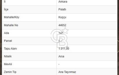 ANKARA POLATLI KUŞÇU MEVKİİ KÖK TAPU SATILIK VİLLA ARSASI
