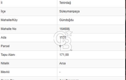 TEKİRDAĞ SÜLEYMANPAŞA GÜNDOĞDU DENİZ MANZARALI 57M2 SATILIK ARSA