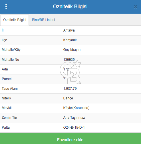 KONYAALTI GEYİKBAYIRI'NDA HİSSELİ SATILIK TARLA