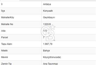 KONYAALTI GEYİKBAYIRI'NDA HİSSELİ SATILIK TARLA - 2 - 322949