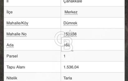 ÇANAKKALE MERKEZ DÜMREK KÖYÜNDE SATILIK TARLA