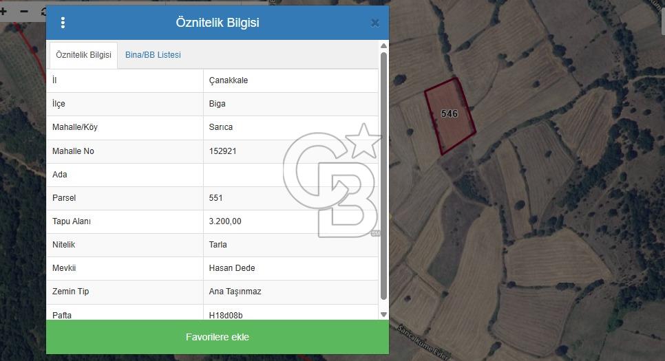 ÇANAKKALE BİGA SARICA KÖYDE SATILIK ARAZİ!!!