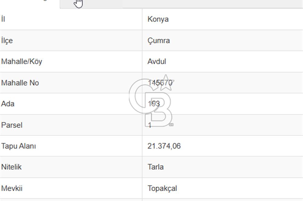 CB'DEN ÇUMRA AVDUL'DA 21.374 m² BADEM-CEVİZ BAHÇESİ SATILIK