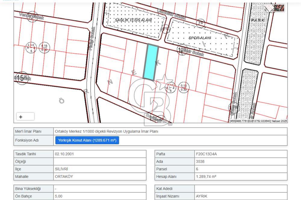 ORTAKÖY SİLİVRİ'DE VİLLA İMARLI FIRSAT ARSA