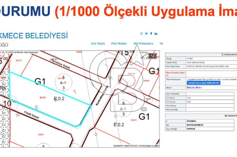 İstanbul, Büyükçekmece, Tepecik, Hürriyet Mah. Konut İmarlı Satılık Arsa, net temiz parsel,  E (KAKS): 0,20 