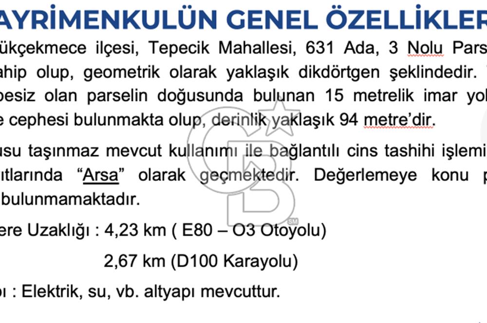 İstanbul, Büyükçekmece, Tepecik, Hürriyet Mah. Konut İmarlı Satılık Arsa, net temiz parsel,  E (KAKS): 0,20 