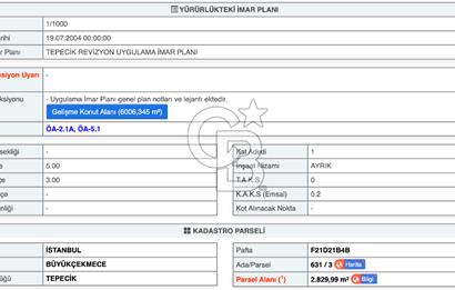 İstanbul, Büyükçekmece, Tepecik, Hürriyet Mah. Konut İmarlı Satılık Arsa, net temiz parsel,  E (KAKS): 0,20 