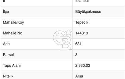 İstanbul, Büyükçekmece, Tepecik, Hürriyet Mah. Konut İmarlı Satılık Arsa, net temiz parsel,  E (KAKS): 0,20 