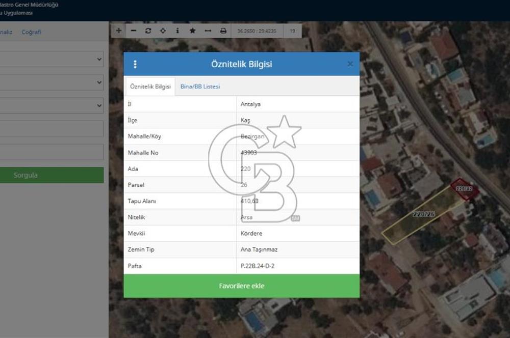 KAŞ BEZİRGANDA DENİZ MANZARALI SATILIK 480 M2 ARSA