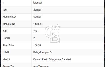 SARIYER MERKEZ, 132M2 MÜSTAKİL, DENİZE 5DK YÜRÜME, CADDEYE CEPHE SATILIK ARSA