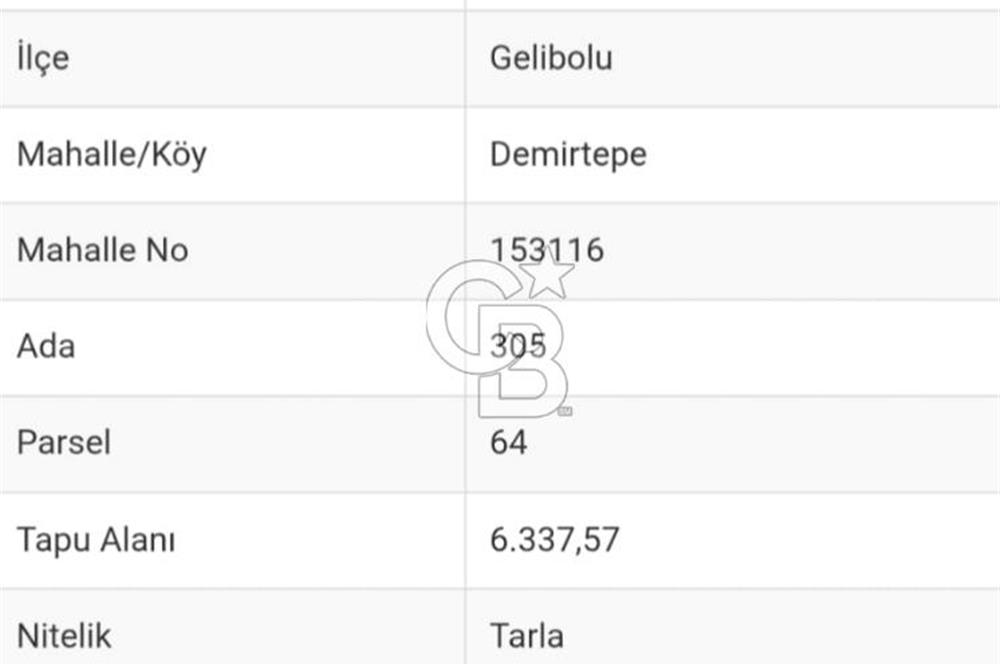 Çanakkale,Gelibolu, Demirtepe köyünde 500.06 m2 tarla