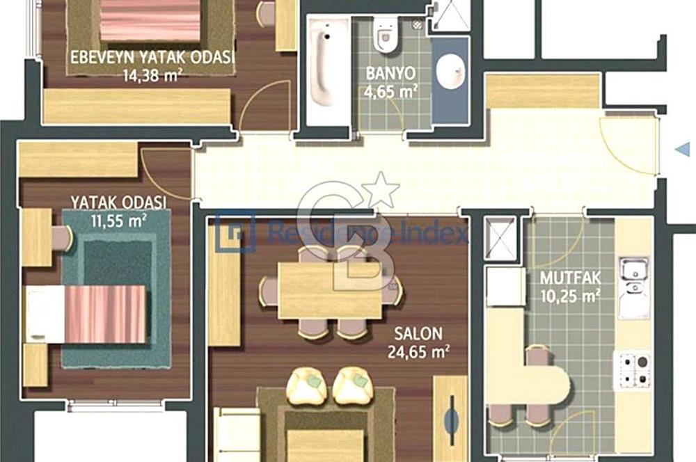 FİNANSKENT KONUTLARI GENİŞ FERAH BENZERSİZ KİRALIK 122m2 2+1 DAİRE FIRSATI