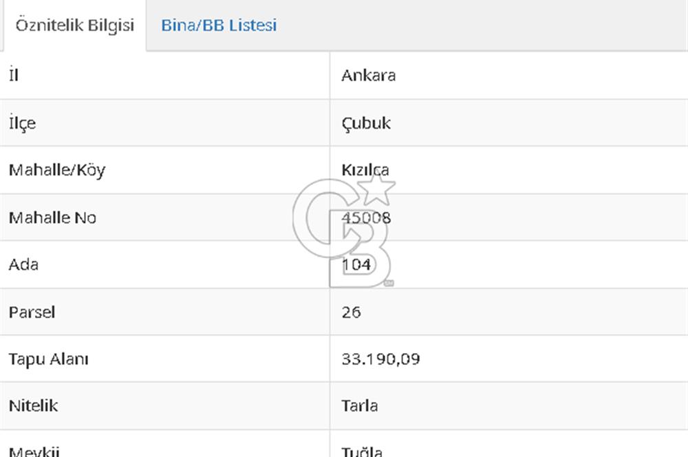 CB VİZYON BÜŞRA ERGÜL DEN ÇUBUK KIZILCA DA SATILIK TARLA