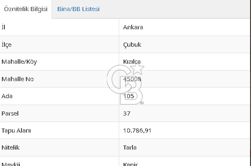 CB VİZYON BÜŞRA ERGÜL DEN ÇUBUK KIZILCA DA SATILIK TARLA