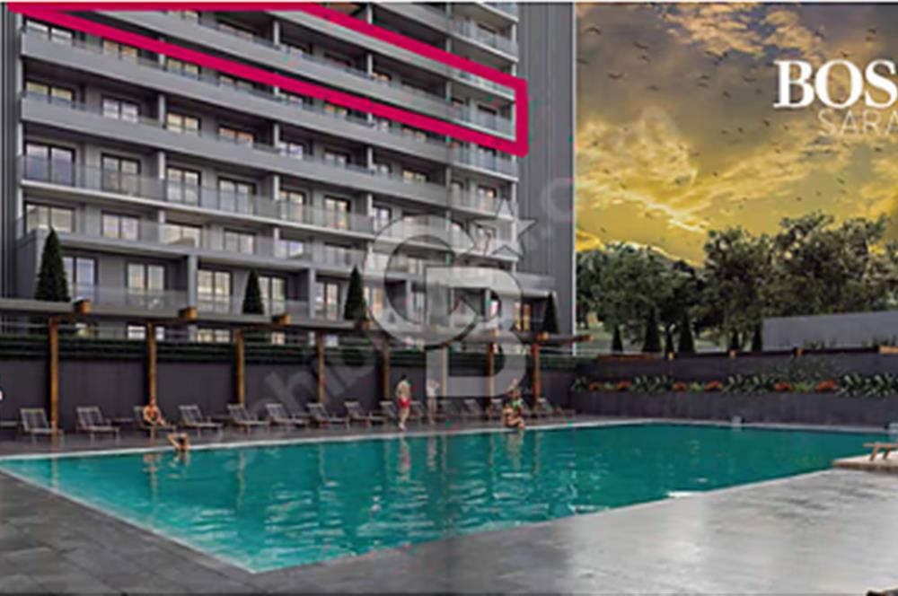 BOSS SARAY Satılık 1+1 Ofis 47 m² Ön Cephe Havuz Manzaralı