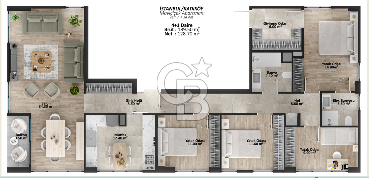 CADDEBOSTAN'DA, GÖKÇE SOKAK'TA SATILIK 4+1 DAİRE