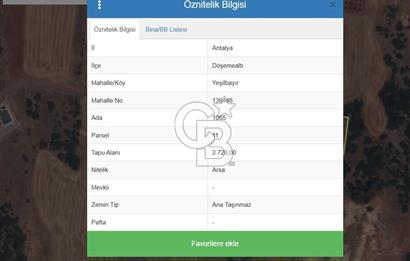 YEŞİLBAYIR’DA HARİKA LOKASYONDA 2.700 M2 KAT KARŞILIĞI ARSA