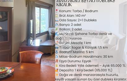 TORBA'DA DENİZ VE DOĞA MANZARALI EŞYALI DUBLEKS KİRALIK