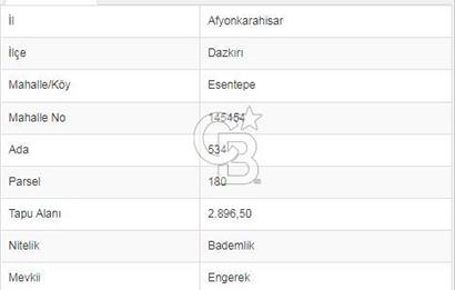 Afyon-Dazkırı Esentepe Mah.Engerek Mevkiinde İmar Sınırında 2.273 m² Satılık Bağ