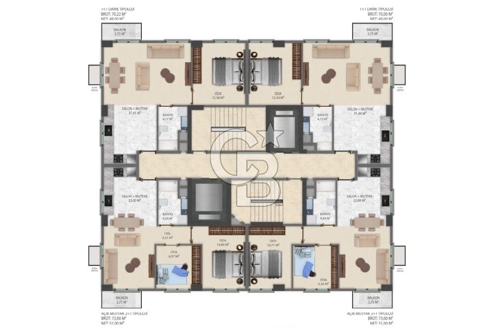 KADIKÖY MERDİVENKÖY MAHALLESİNDE SATILIK SIFIR 1+1 DAİRE