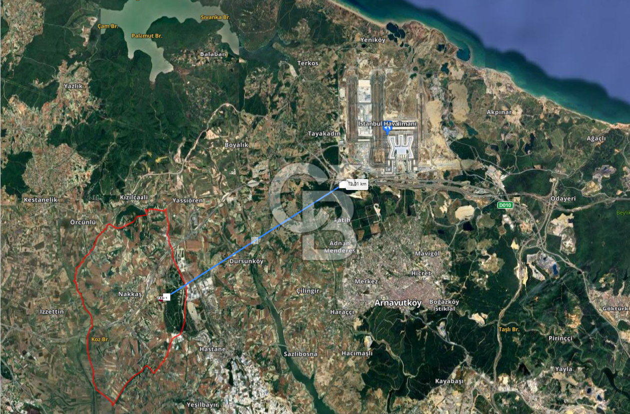 ÇATALCA NAKKAŞ, HAVAALANINA YAKIN 375M2 SATILIK ARAZİ