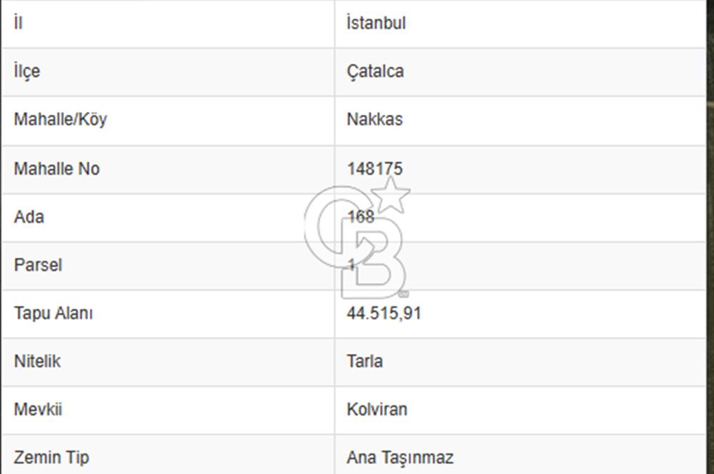 ÇATALCA NAKKAŞ, HAVAALANINA YAKIN 375M2 SATILIK ARAZİ