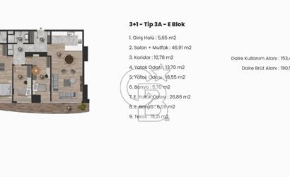 AcarVerde Rezidans Boğaz Cephe 26. Katta Boş Satılık 3+1 Daire