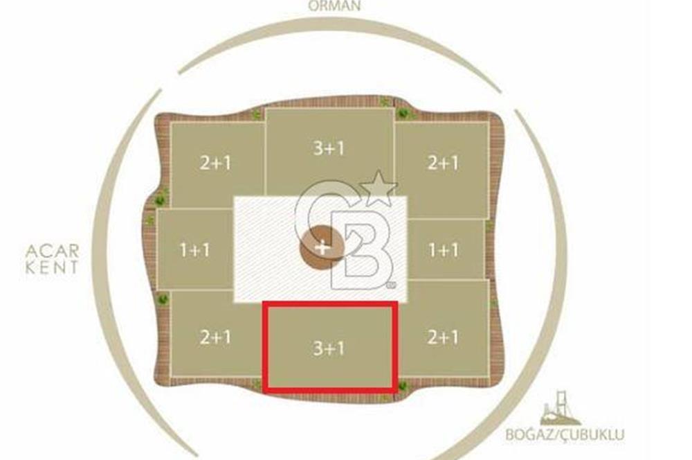 AcarVerde Rezidans Boğaz Cephe 26. Katta Boş Satılık 3+1 Daire