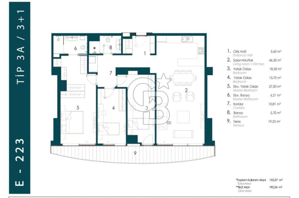 AcarVerde Rezidans Boğaz Cephe 26. Katta Boş Satılık 3+1 Daire