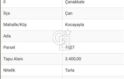 ÇANAKKALE ÇAN KOCAYAYLA SATILIK TARLA