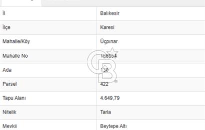 CB KİNG'DEN ÜÇPINAR MAHALLESİ 4649 m² SATILIK TARLA