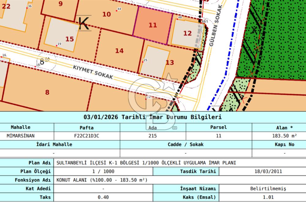 ACİİLL...Sultanbeyli Mimar Sinan Mh.de İmarlı Müstakil Parsel