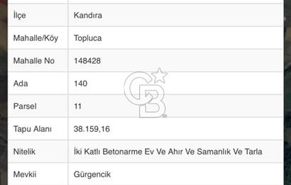 KOCAELİ KANDIRA KOCAKAYMAS MAHALLESİ'NDE 50.623 MT2 SATILIK