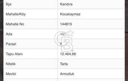 KOCAELİ KANDIRA KOCAKAYMAS MAHALLESİ'NDE 50.623 MT2 SATILIK