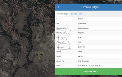 ÇAMLIDERE MUZRUPAĞCİN DE TEK TAPU YOL KENARI TARLA
