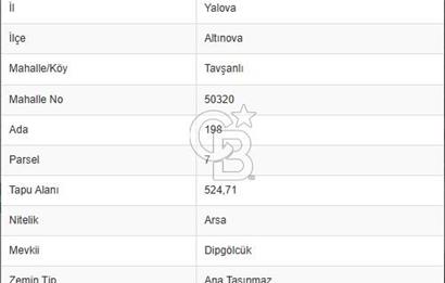 YALOVA ALTINOVA TAVŞANLI DENİZ MANZARALI 1050M2KONUT İMARLI ARSA