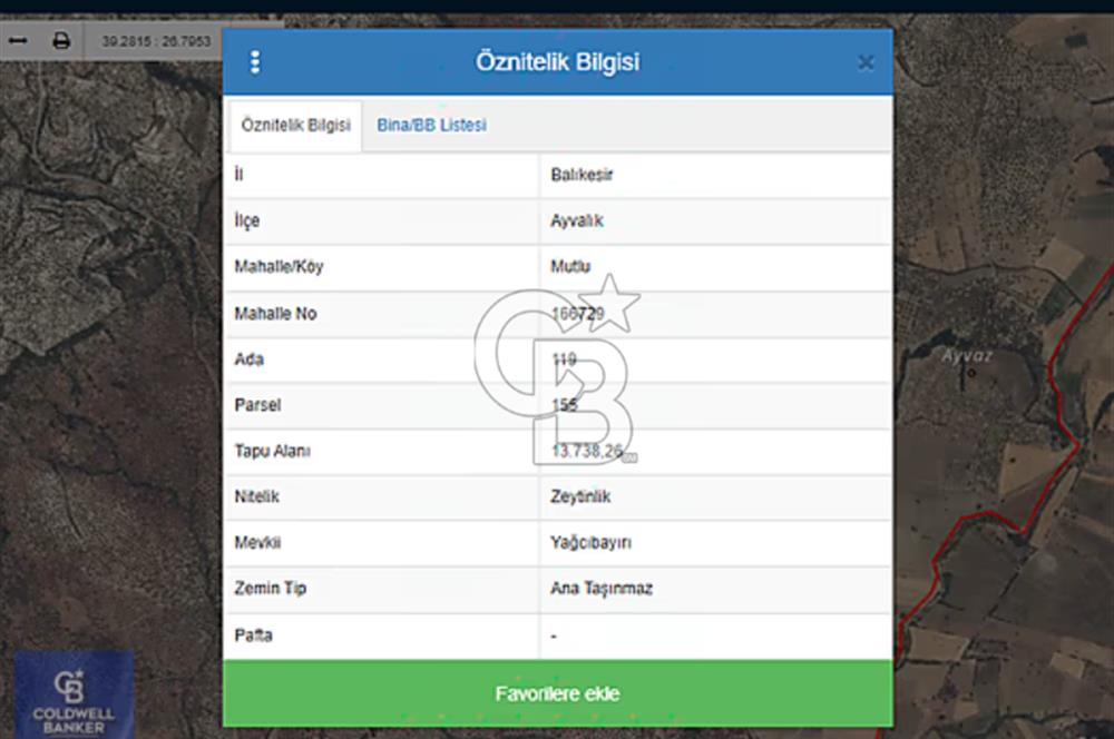 AYVALIK MUTLU KÖYÜ 13,8DÖNÜM TELLE ÇEVRİLİ YOL CEPHELİ 120 AĞAÇ
