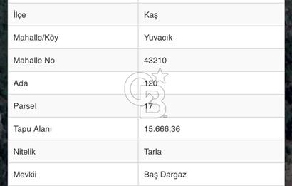 CB GİZ'DEN KAŞ YUVACIK'TA ACİL SATILIK TARLA