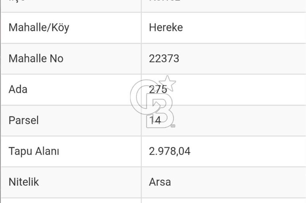 Kocaeli Körfez Hereke konut imarlı 720 m2 hisse satılık arsa