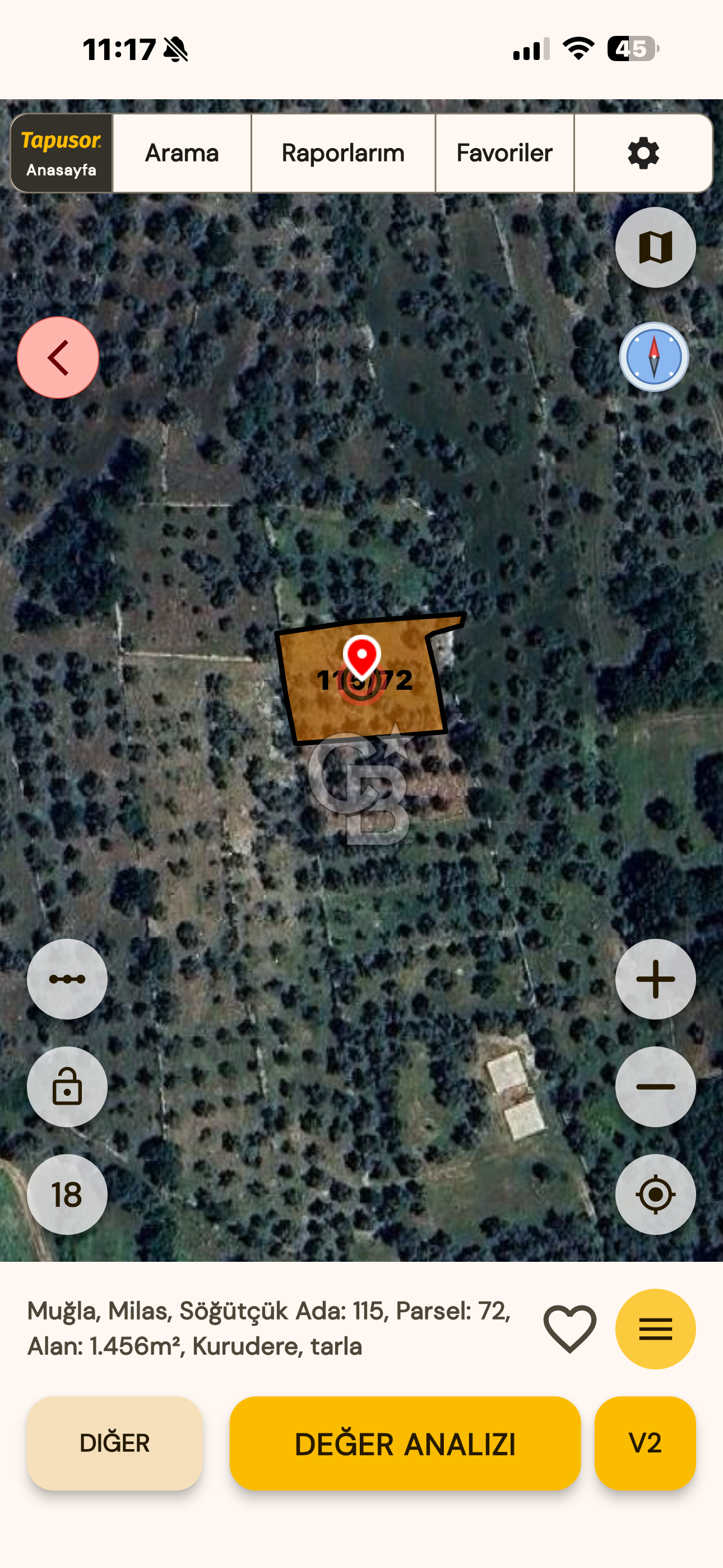 Milas Söğütçükte Yatırımlık 1.456 m2 Yatırımlık Ta