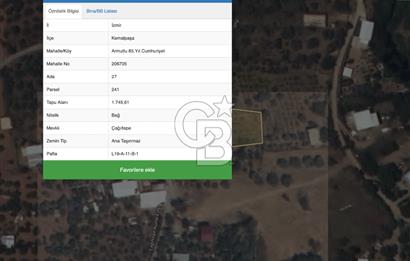 Kemalpaşa Armutlu'da 1745 m2 Satılık Bağ 