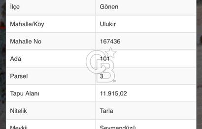 Gönen Ulukır’da Müstakil Tapulu Tarla