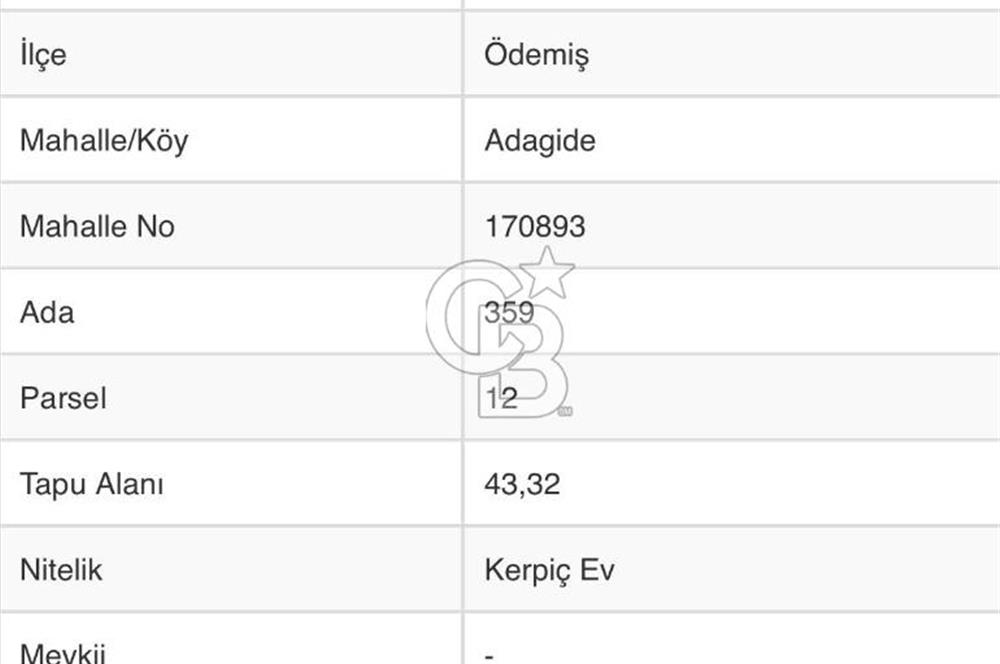 İzmir Ödemiş Adagide Mahallesinde Bahçeli Kerpiç Ev