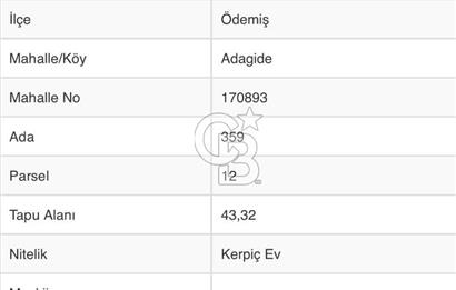 İzmir Ödemiş Adagide Mahallesinde Bahçeli Kerpiç Ev