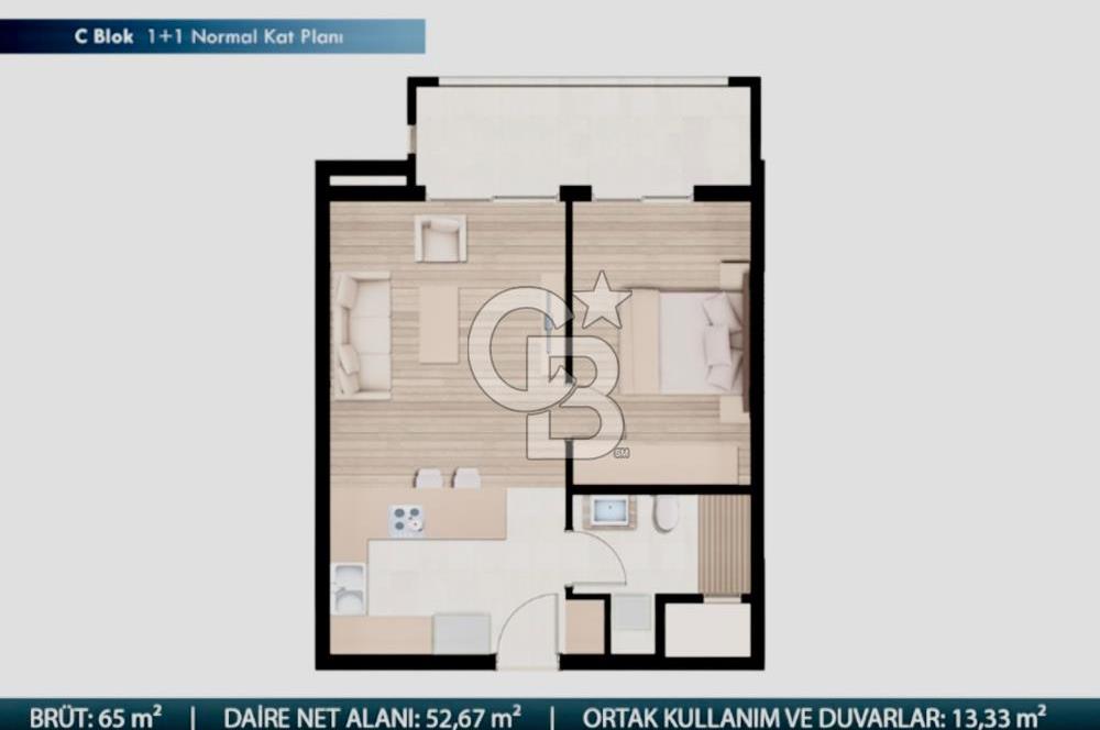 ÇİĞLİ ATAŞEHİR B LİFE 1 SİTESİ'NDE KİRALIK 1+1 DAİRE