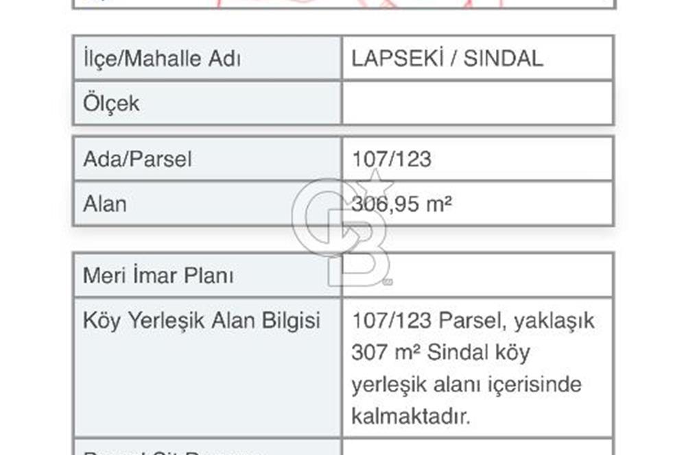ÇANAKKALE LAPSEKİ SINDAL DA SATILIK İMARLI ARSA
