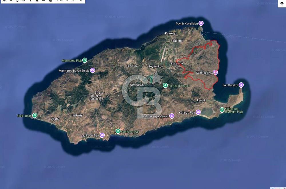 Gökçeada Yeni mahalle Güzelce Koyunda Satılık 7335 M2 Tarla