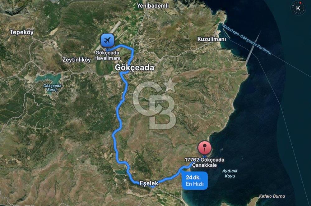 Gökçeada Yeni mahalle Güzelce Koyunda Satılık 7335 M2 Tarla