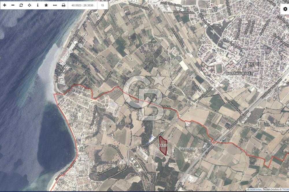 ÇANAKKALE MERKEZ DARDANOS’TA 16.910 m² SATILIK TARLA